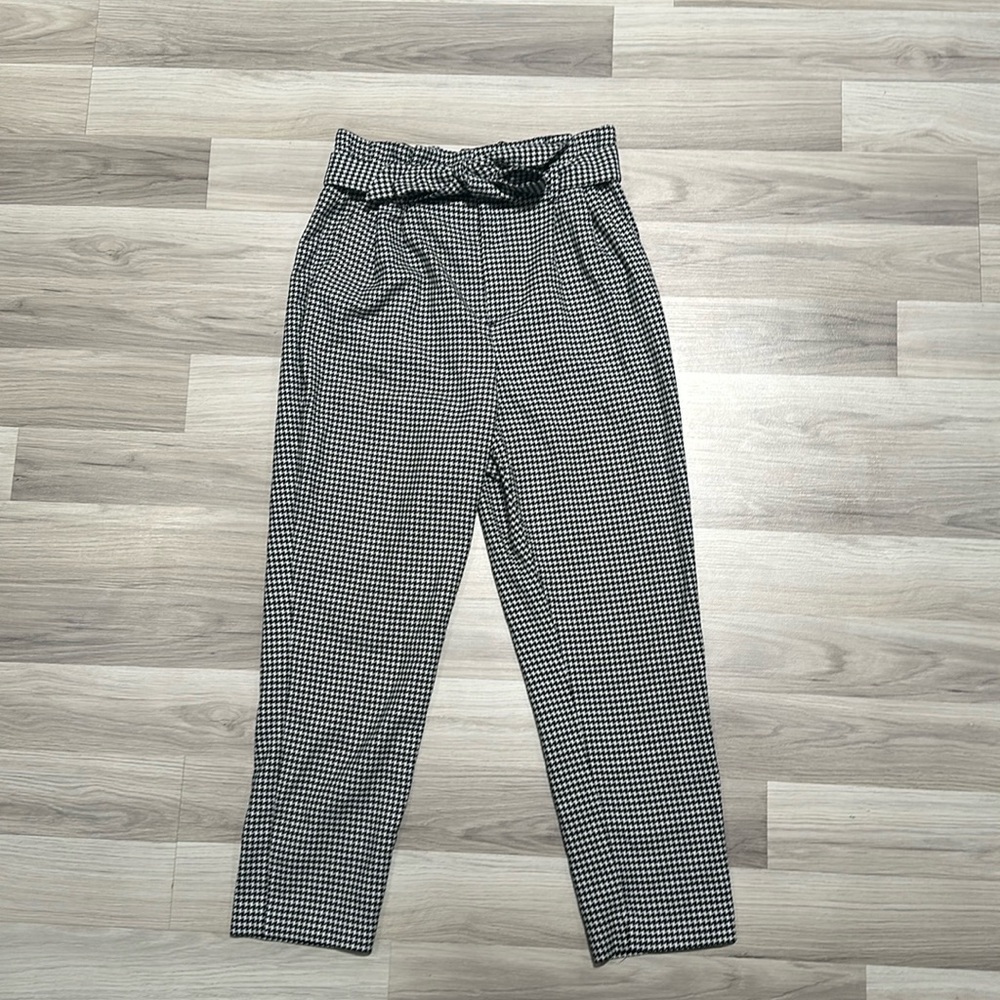 H&M Women’s Black/White High Waisted Dress Pants With Tie Size 8